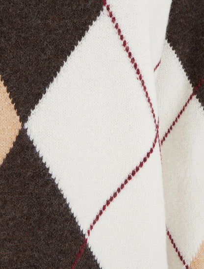 Pull en maille à imprimé color block - Marron - 3
