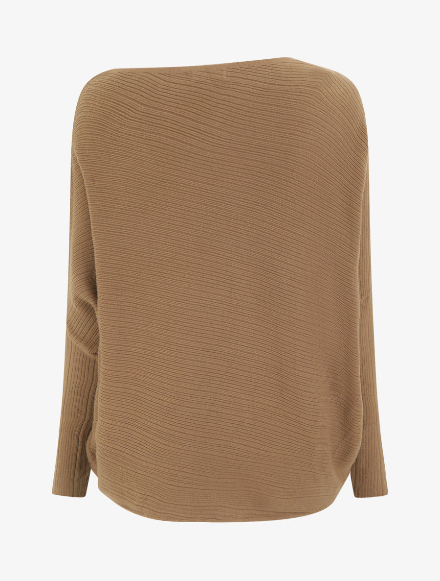 Pull ample à manches longues chauves-souris - Camel - 2