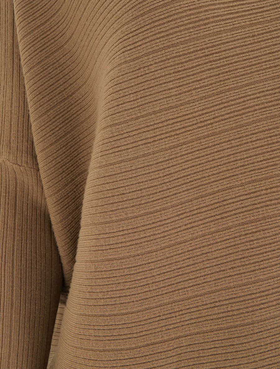 Pull ample à manches longues chauves-souris - Camel - 3