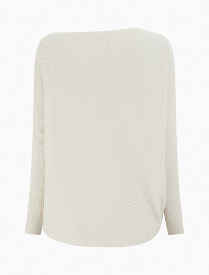 Pull ample à manches longues chauves-souris - Crème - 2