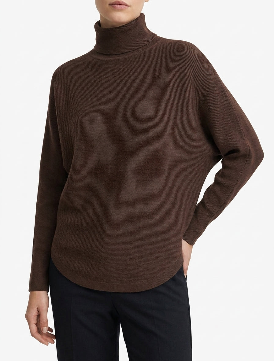 Maglione semplice con maniche a pipistrello - Marrone