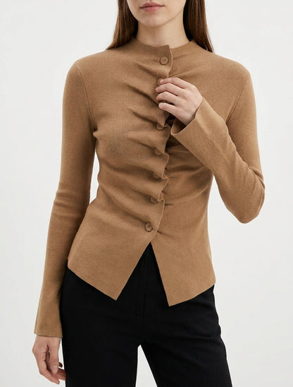 Cardigan in maglia effetto arricciato - Chameau