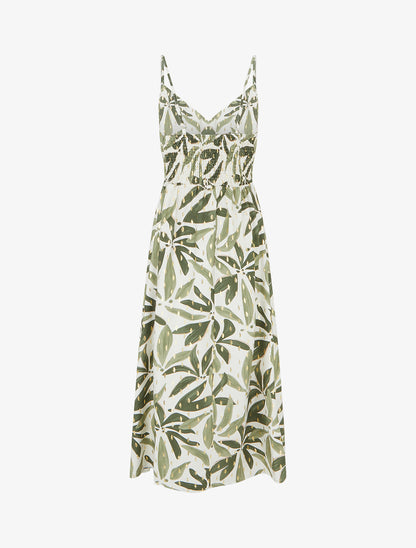 Robe longue imprimé stylisé à détail irisé - Vert - 2