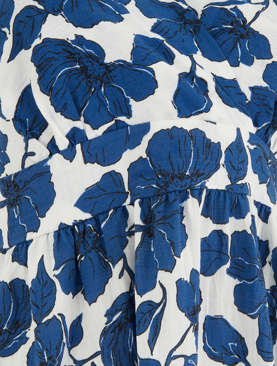Robe longue dos nu imprimé floral - Marine - 3