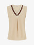Top uni sans manches à col V stylisé - Beige - 1