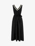 Robe longue sans manches à col V fantaisie - Noir - 1