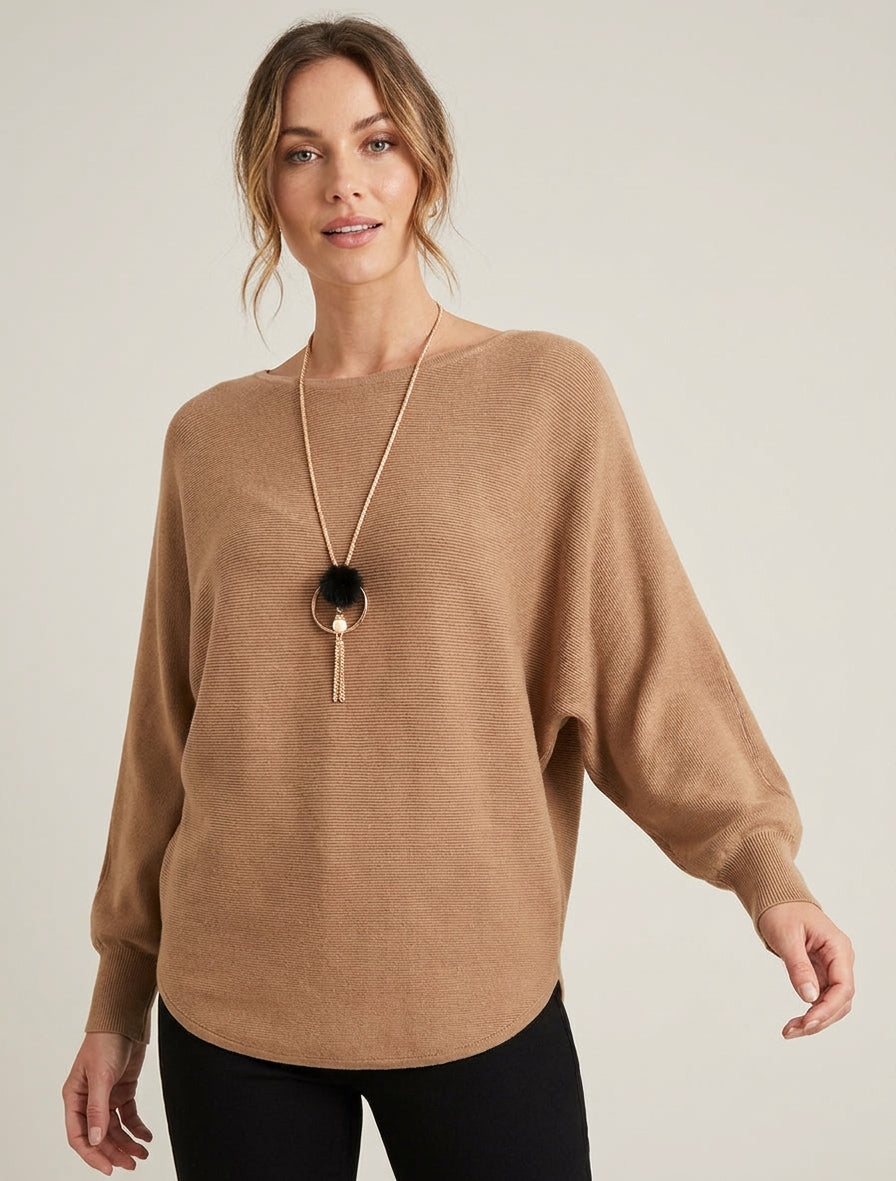 Maglione dritto a maniche pipistrello - Chameau