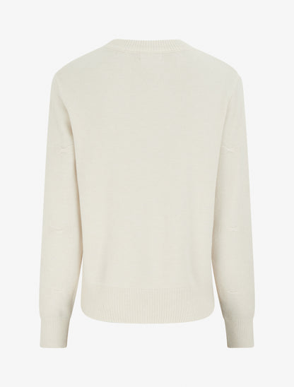 Pull droit col rond à motif noeud - Écru - 2