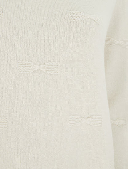 Pull droit col rond à motif noeud - Écru - 3