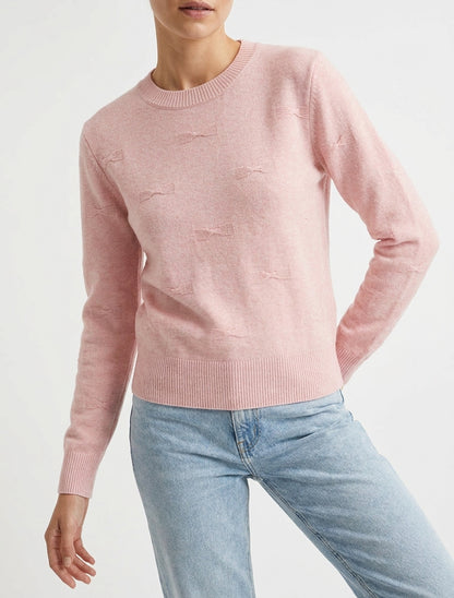 Maglione dritto con collo rotondo a motivo nodo - Rosa