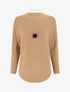 Pull droit à manches chauve-souris et col montant - Camel - 1