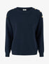 Pull uni à boutons décoratifs aux épaules - Marine - 1