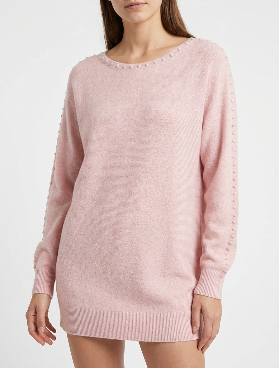 Maglione tinta unita con dettaglio testurizzato. - Rosa