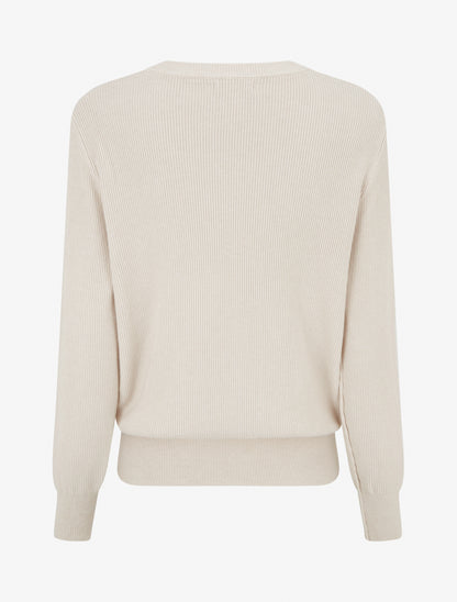 Pull côtelé à clous décoratifs aux épaules - Taupe clair - 2