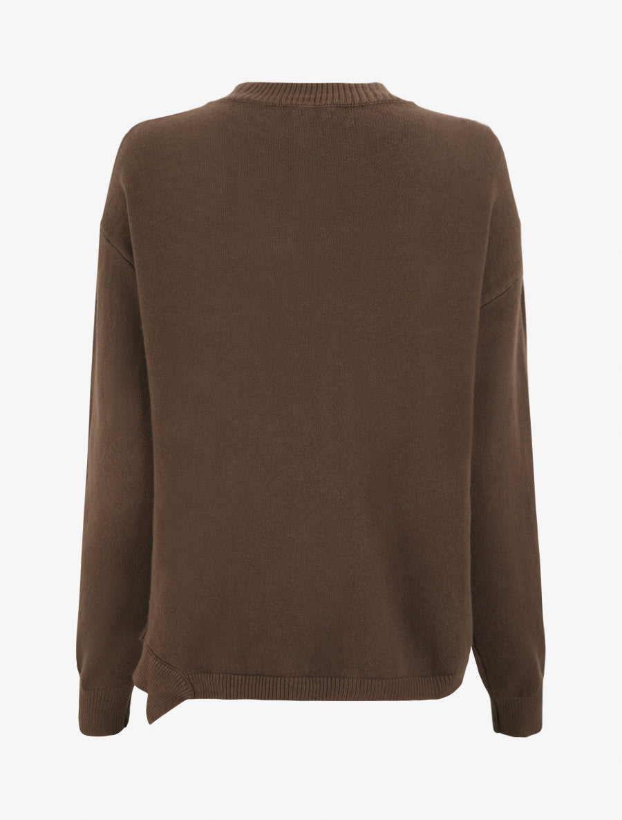 Pull uni à empiècement oeillets - Marron - 2