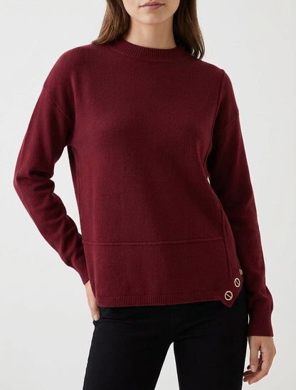 Maglione semplice con inserto occhielli - Bordeaux