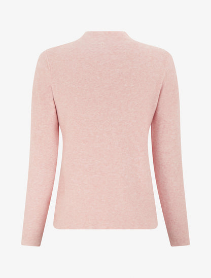 Pull droit à col montant et boutons décoratifs - Rose - 2