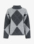Pull en laine mélangée à motif losanges - Gris - 1