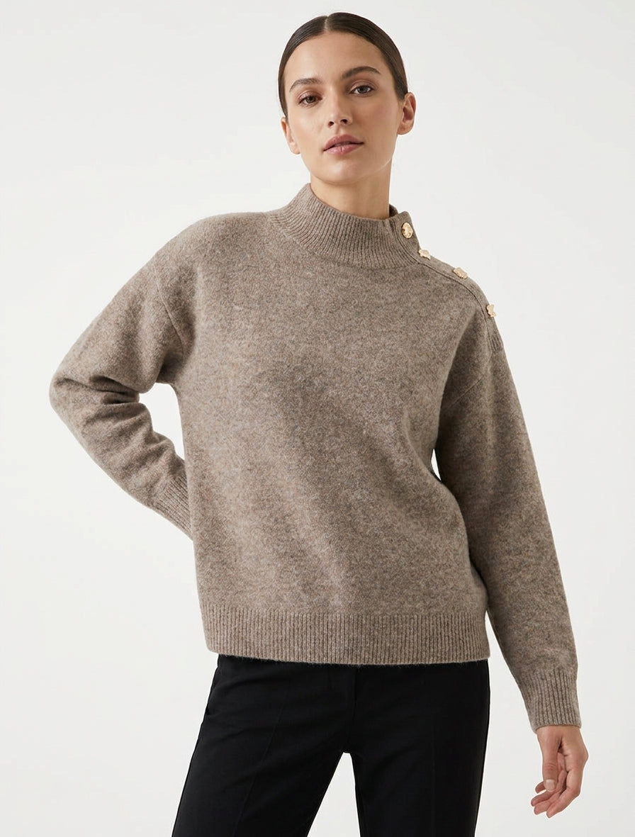 Maglione in lana mista con bottoni fantasia - Talpa