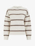 Pull droit à rayures fantaisies - Beige - 1