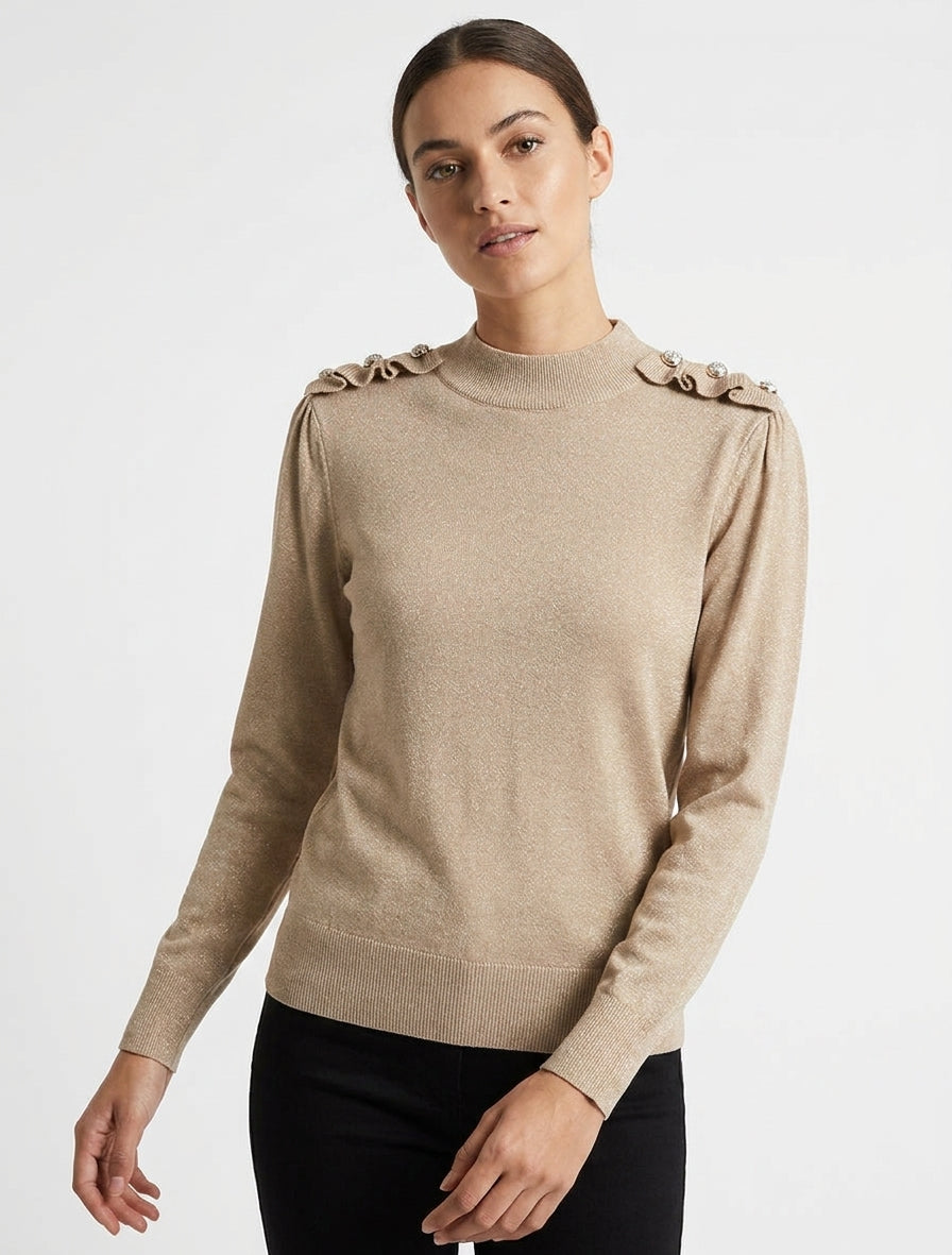 Maglione semplice glitterato con bottoni decorativi. - Talpa