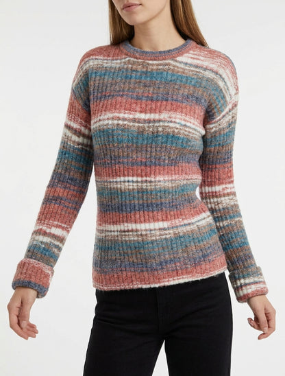 Maglione colorato con maniche risvoltate. - Rosso