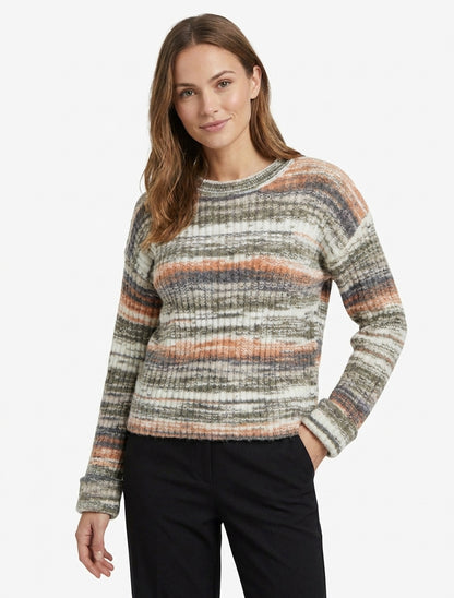 Maglione colorato con maniche risvoltate. - Grigio