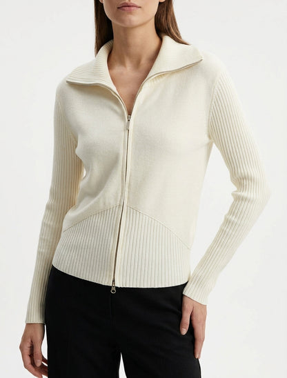Gilet in maglia con zip - Crema