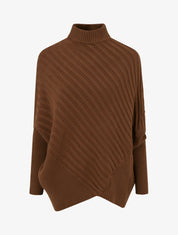 Pull overzise asymétrique à col montant - Camel - 1