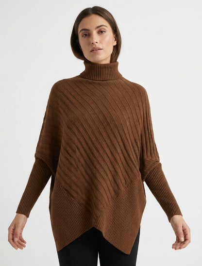 Maglione oversize asimmetrico a collo alto - Chameau