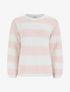 Pull droit à col rond et rayures stylisées - Rose - 1