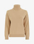 Pull droit à col roulé et boutons décoratifs - Camel clair - 1
