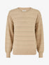 Pull à rayures irisées et boutons décoratifs - Camel clair - 1