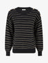 Pull à rayures irisées et boutons décoratifs - Noir - 1