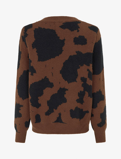 Pull en maille imprimé vache - Marron - 2