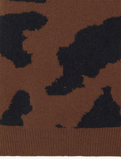 Pull en maille imprimé vache - Marron - 3