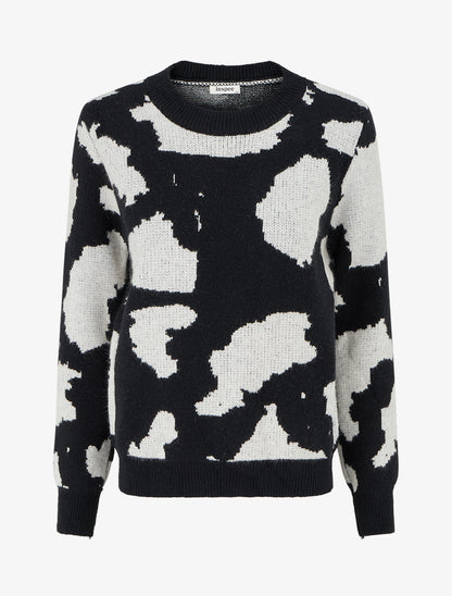 Pull en maille imprimé vache - Gris - 1
