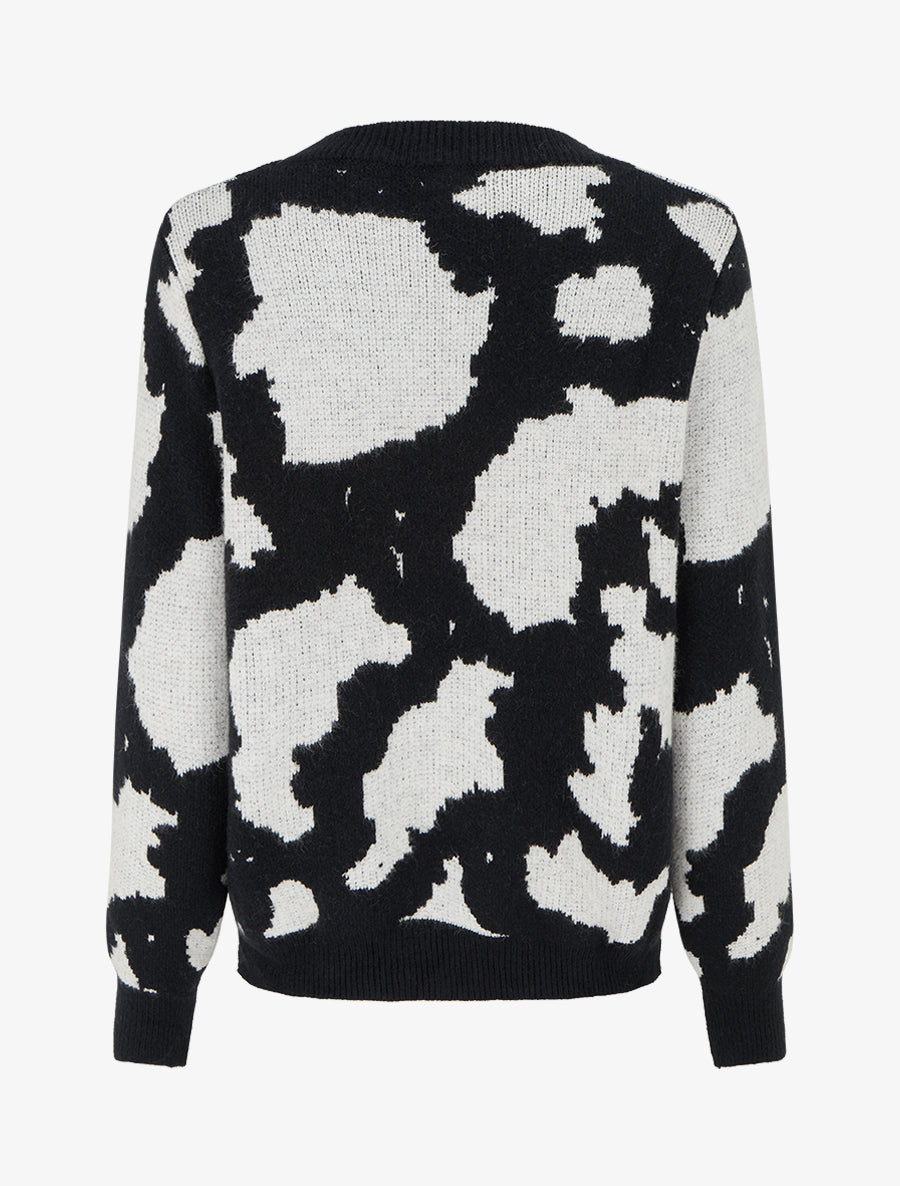 Pull en maille imprimé vache - Gris - 2