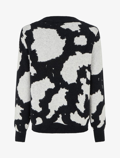 Pull en maille imprimé vache - Gris - 2