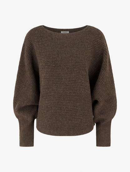 Pull en maille à manches longues chauves-souris - Marron - 1