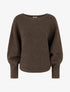 Pull en maille à manches longues chauves-souris - Marron - 1