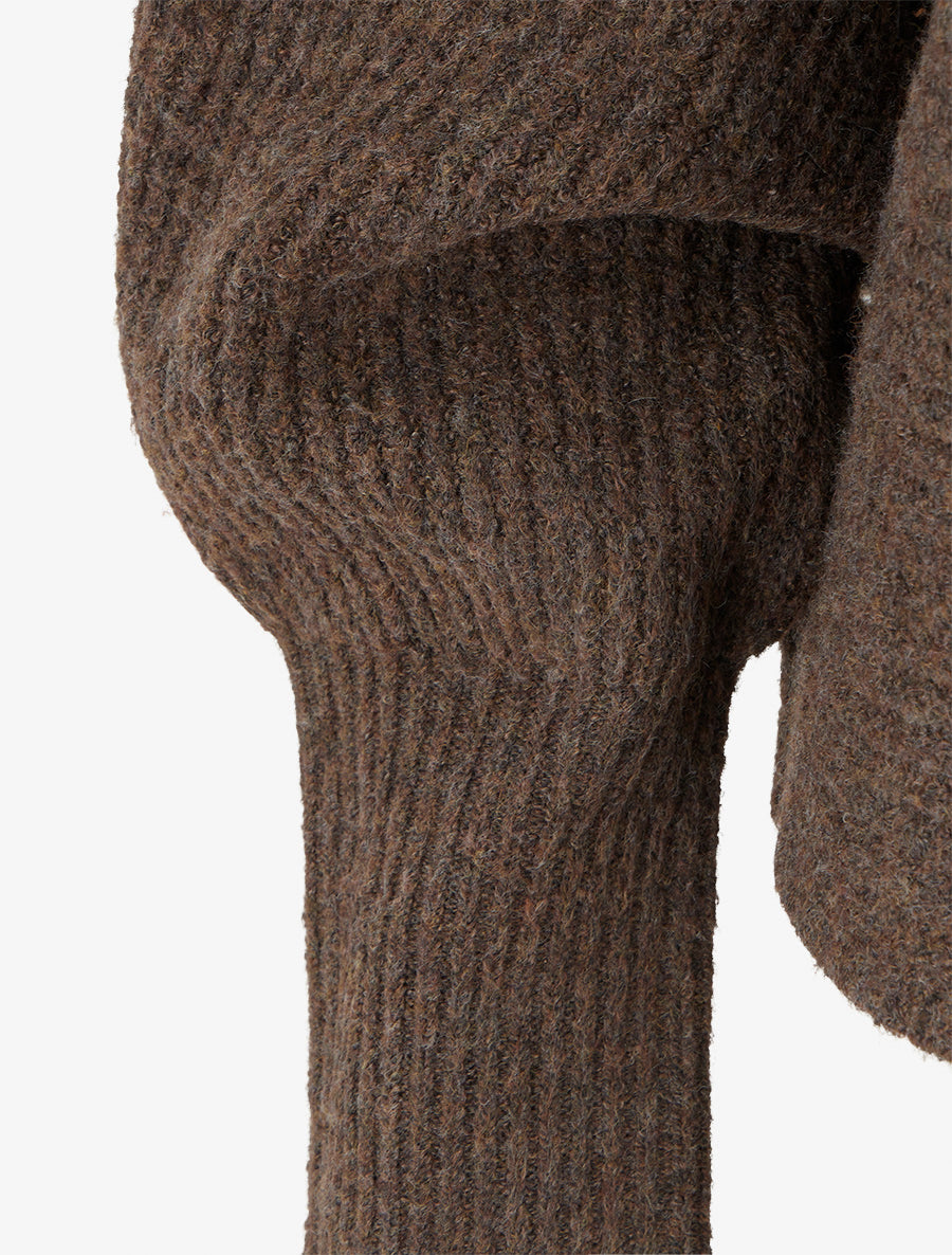 Pull en maille à manches longues chauves-souris - Marron - 3