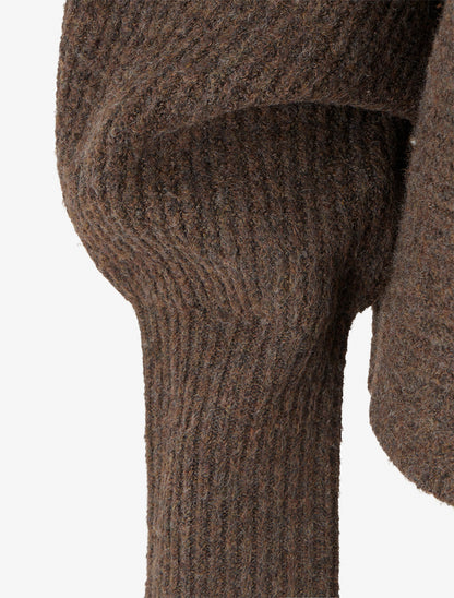 Pull en maille à manches longues chauves-souris - Marron - 3