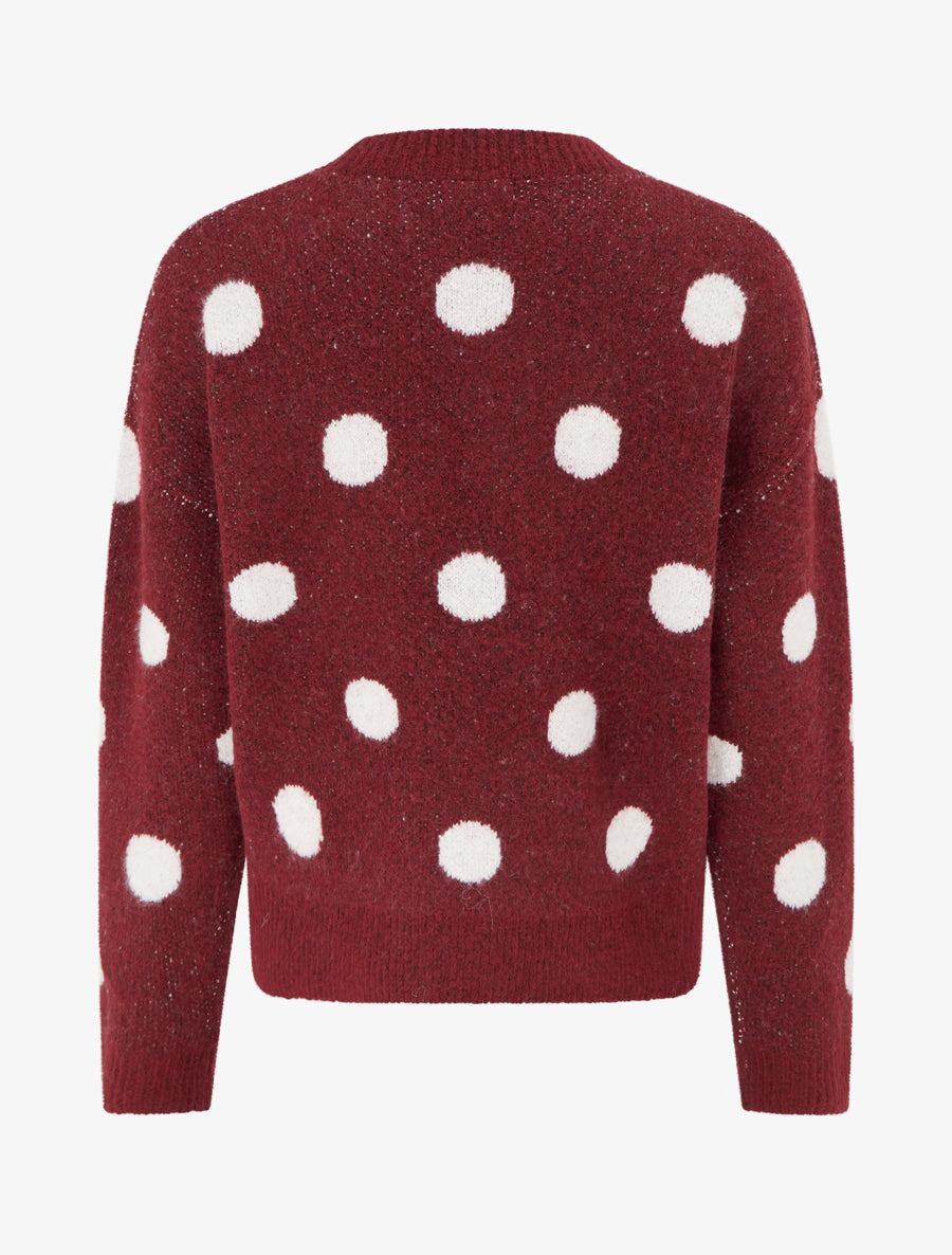 Pull en maille à pois - Bordeaux - 2