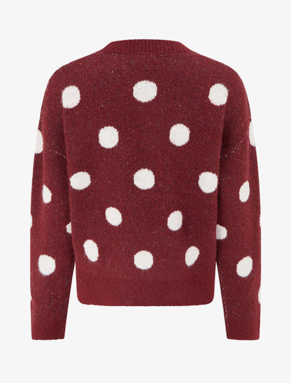 Pull en maille à pois - Bordeaux - 2