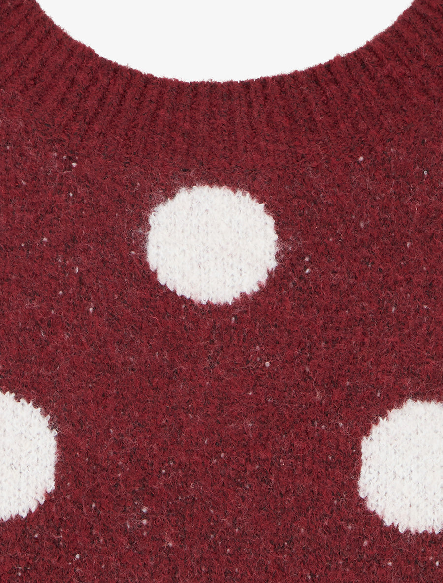 Pull en maille à pois - Bordeaux - 3