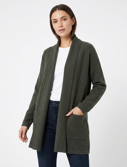 Gilet medio-lungo con collo a scialle - Cachi