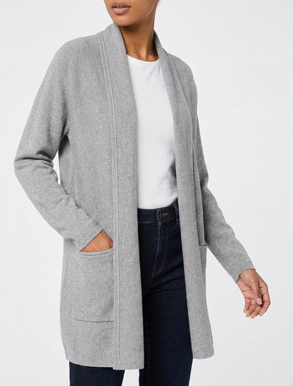 Gilet medio-lungo con collo a scialle - Grigio
