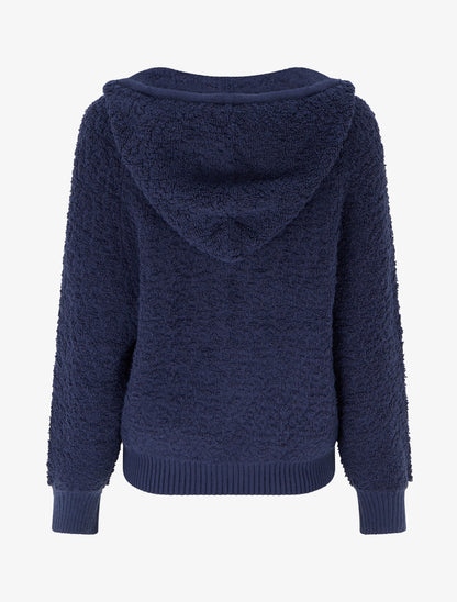 Sweat à capuche en maille bouclée - Marine - 2