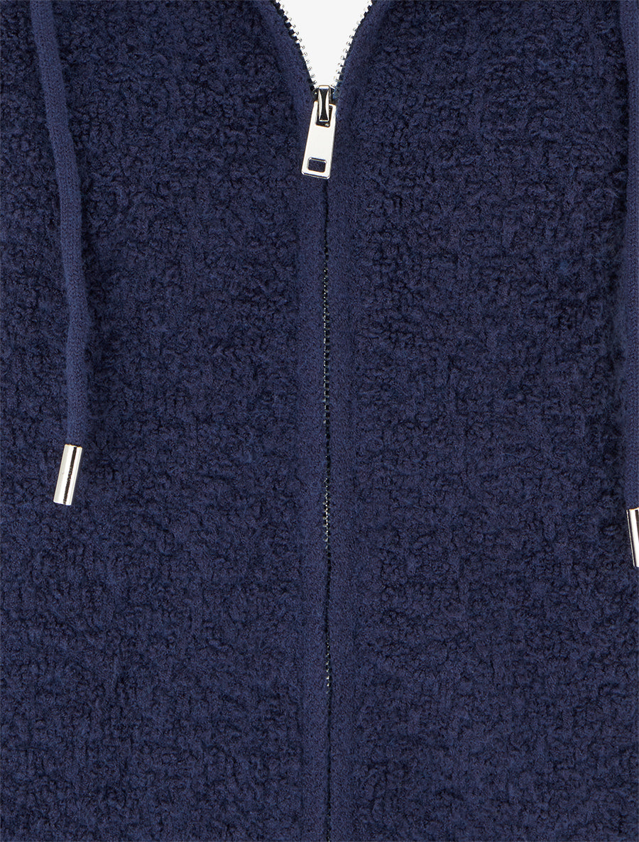 Sweat à capuche en maille bouclée - Marine - 3